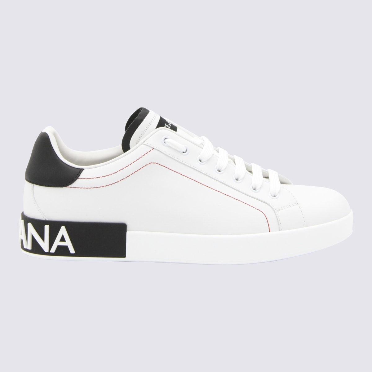 Shop Dolce & Gabbana White And Black Leather Sneakers