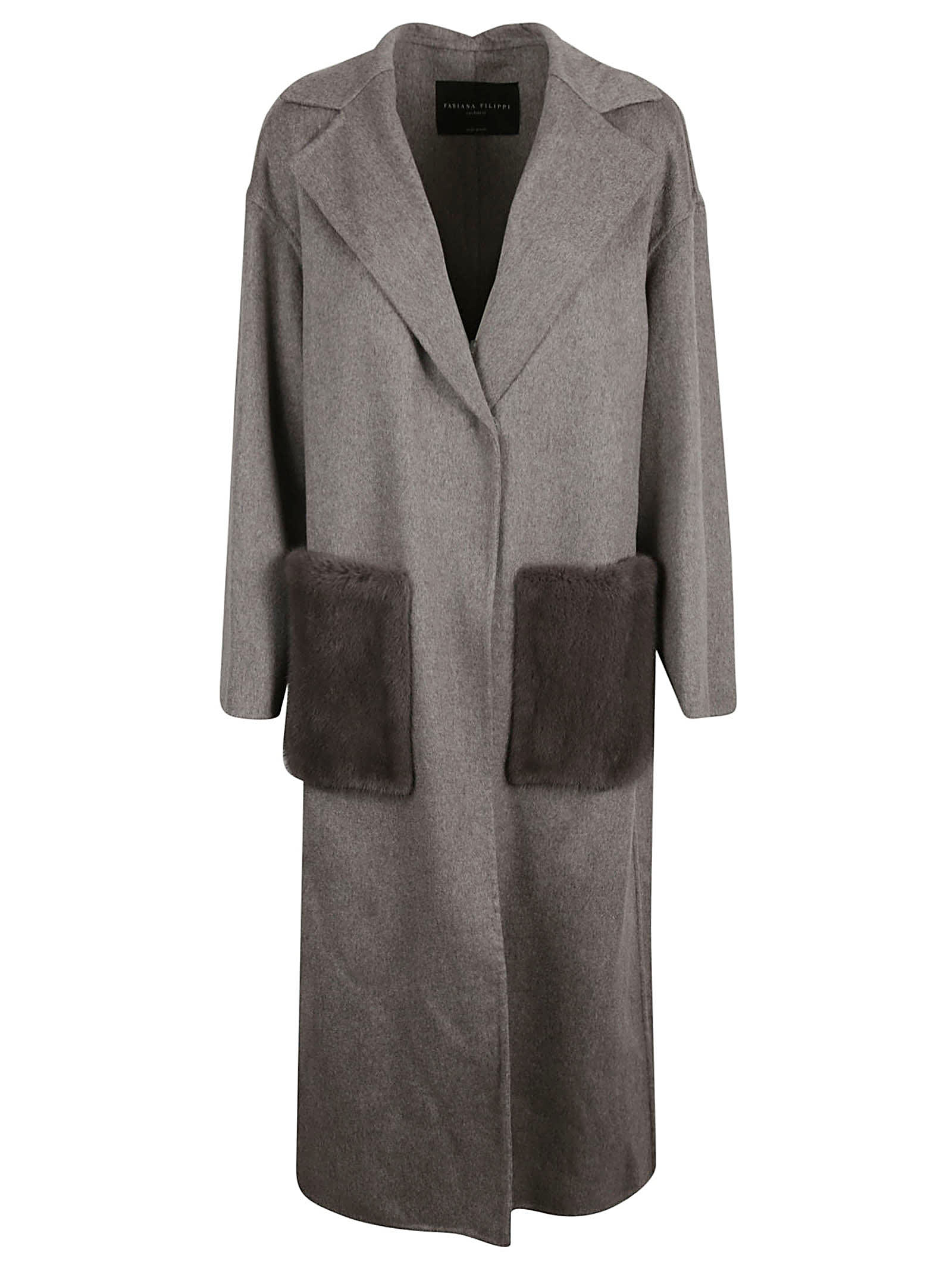 Fabiana Filippi Fur Pocket Long Coat