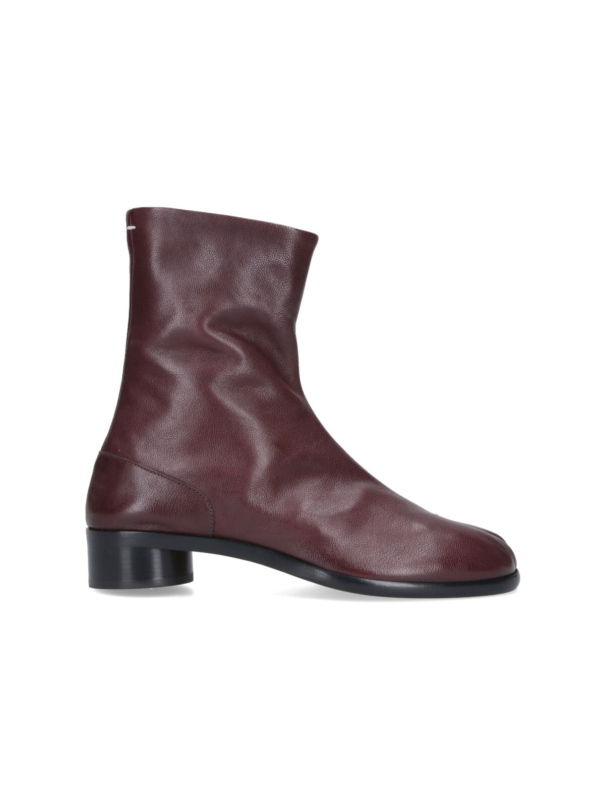 Maison Margiela Textured Ankle Boots Block Heel In Brown