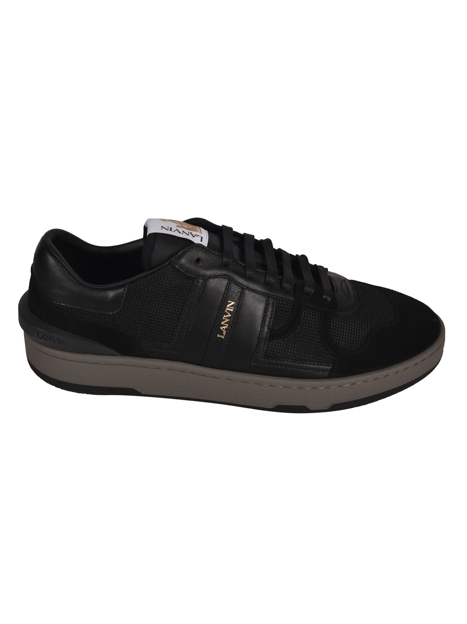 Lanvin Black Leather Clay Low Sneakers