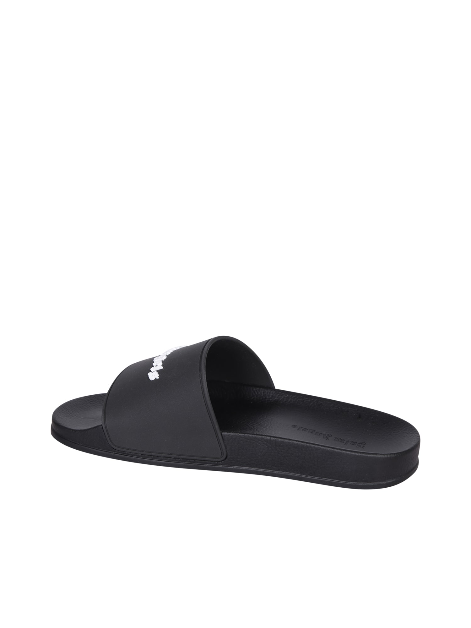 Shop Palm Angels Logo Pool Black Slides