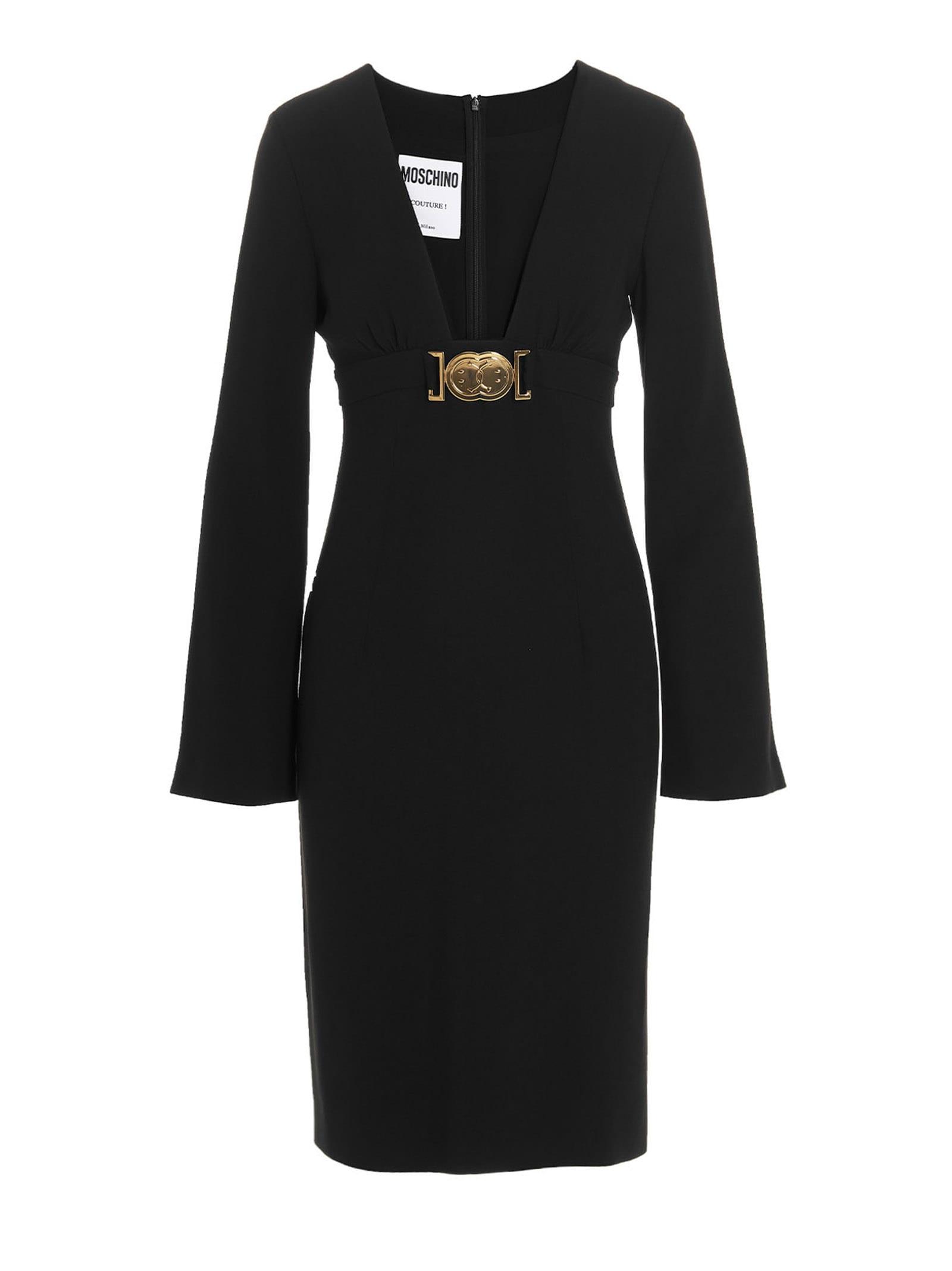 Shop Moschino Smiley Buckle Dress In Black