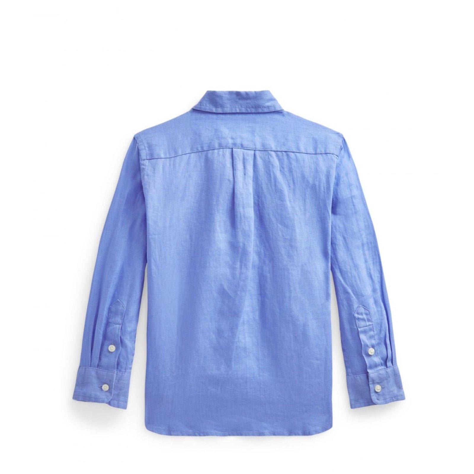 Shop Ralph Lauren Logo Embroidered Long Sleeved Shirt In Azzurro