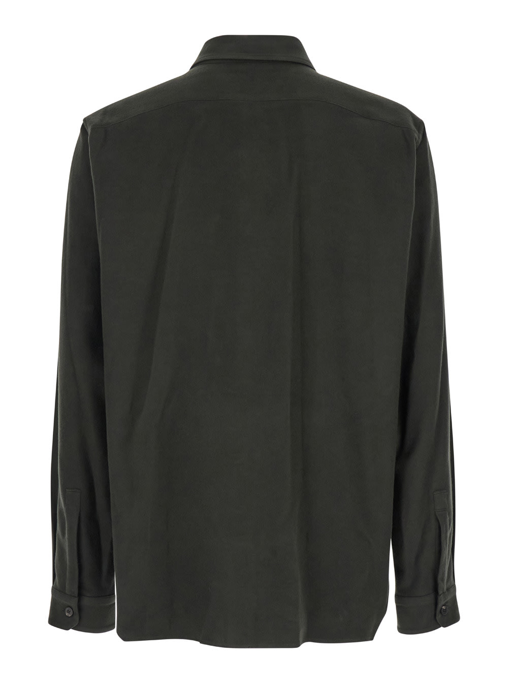 Shop Rick Owens Dark Green Shirt With Patch Pockets In Cotton Man