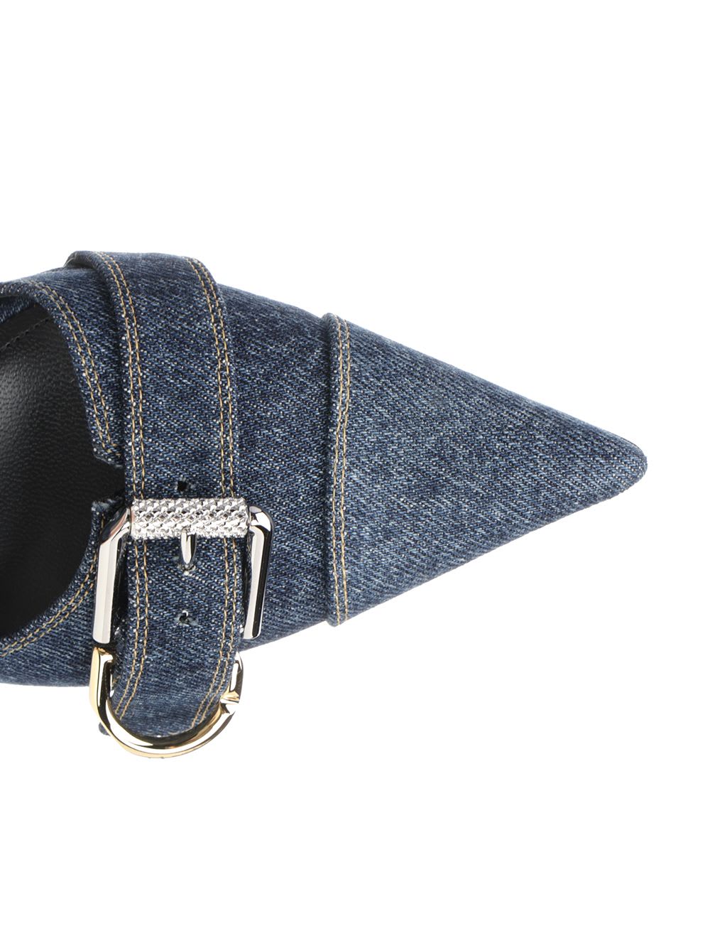 Givenchy Voyou Denim Buckle Slingback Pumps In Darkblue