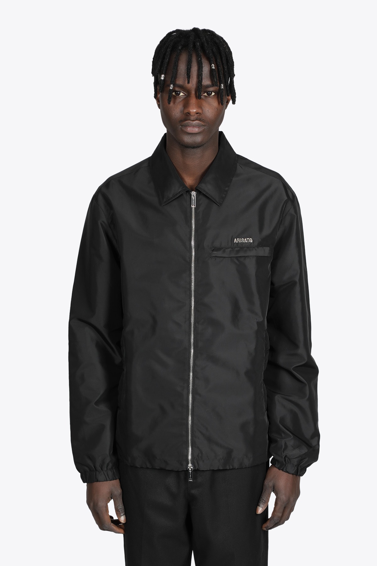 Axel Arigato City Zip Up Black nylon coach jacket with metal logo - City Zip Up