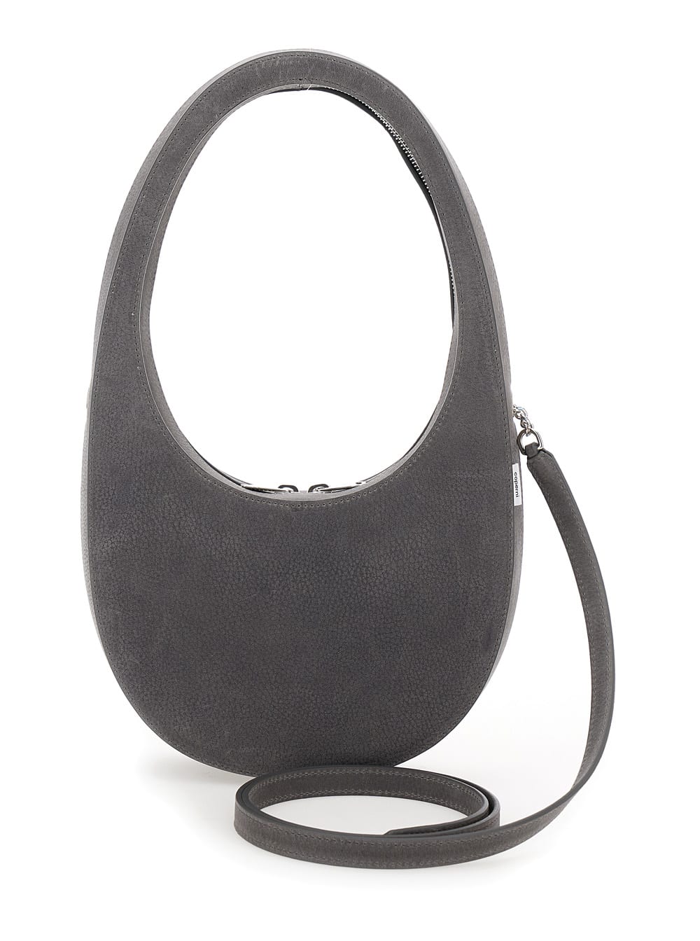 Shop Coperni Mini Swipe Grey Handbag With Logo Detail And Shoulder Strap In Leather Woman