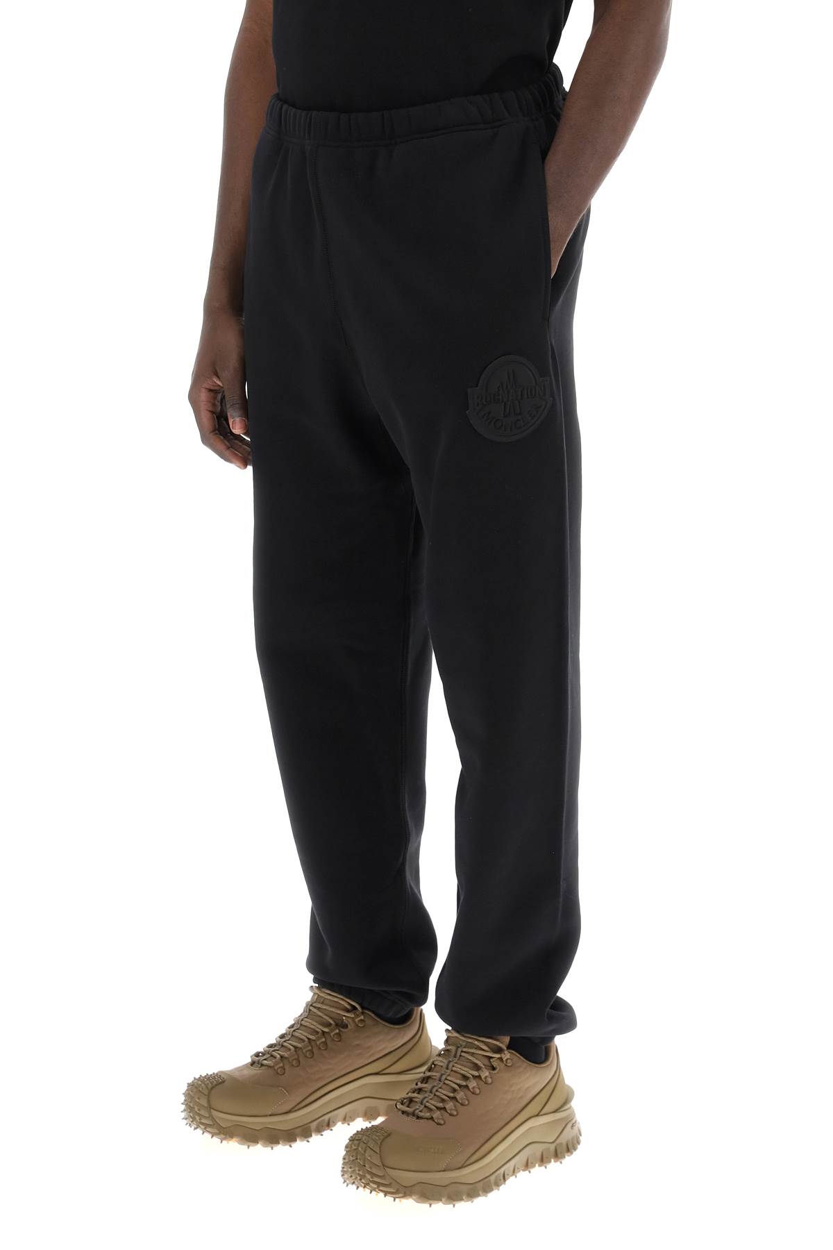 Shop Moncler Genius Joggers With Patch Logo In Black