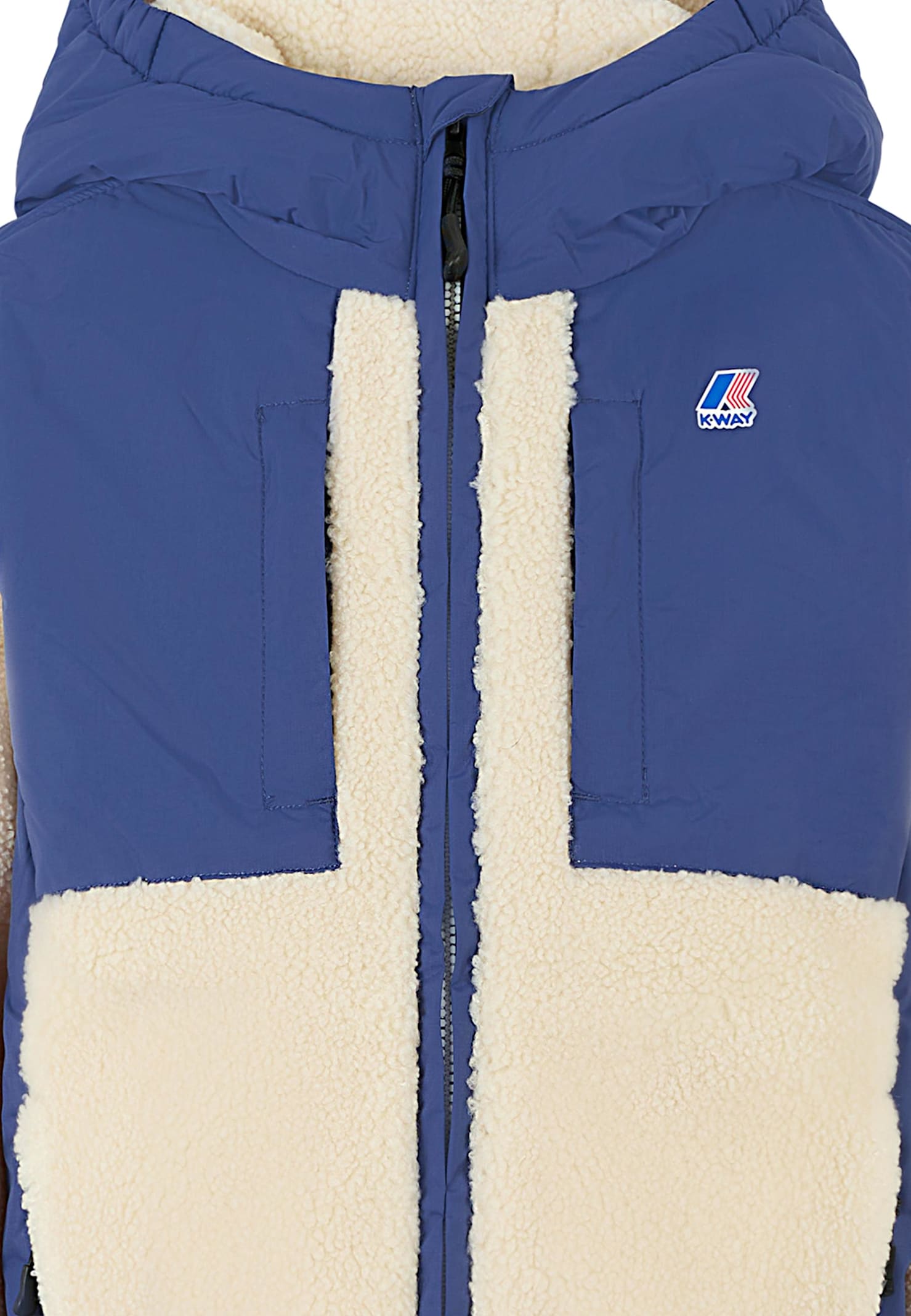 K-way Blue Samson Faux Fur Coat For Kids With Logo In Blue