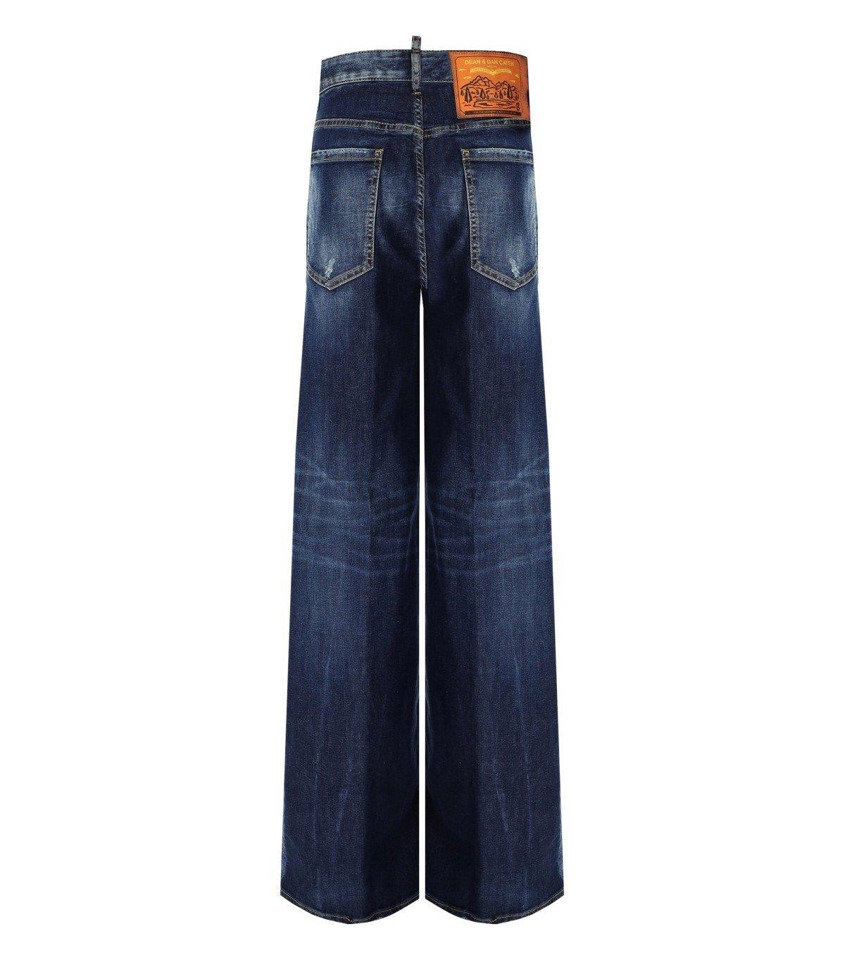 Shop Dsquared2 Distressed Wide-leg Jeans In Denim