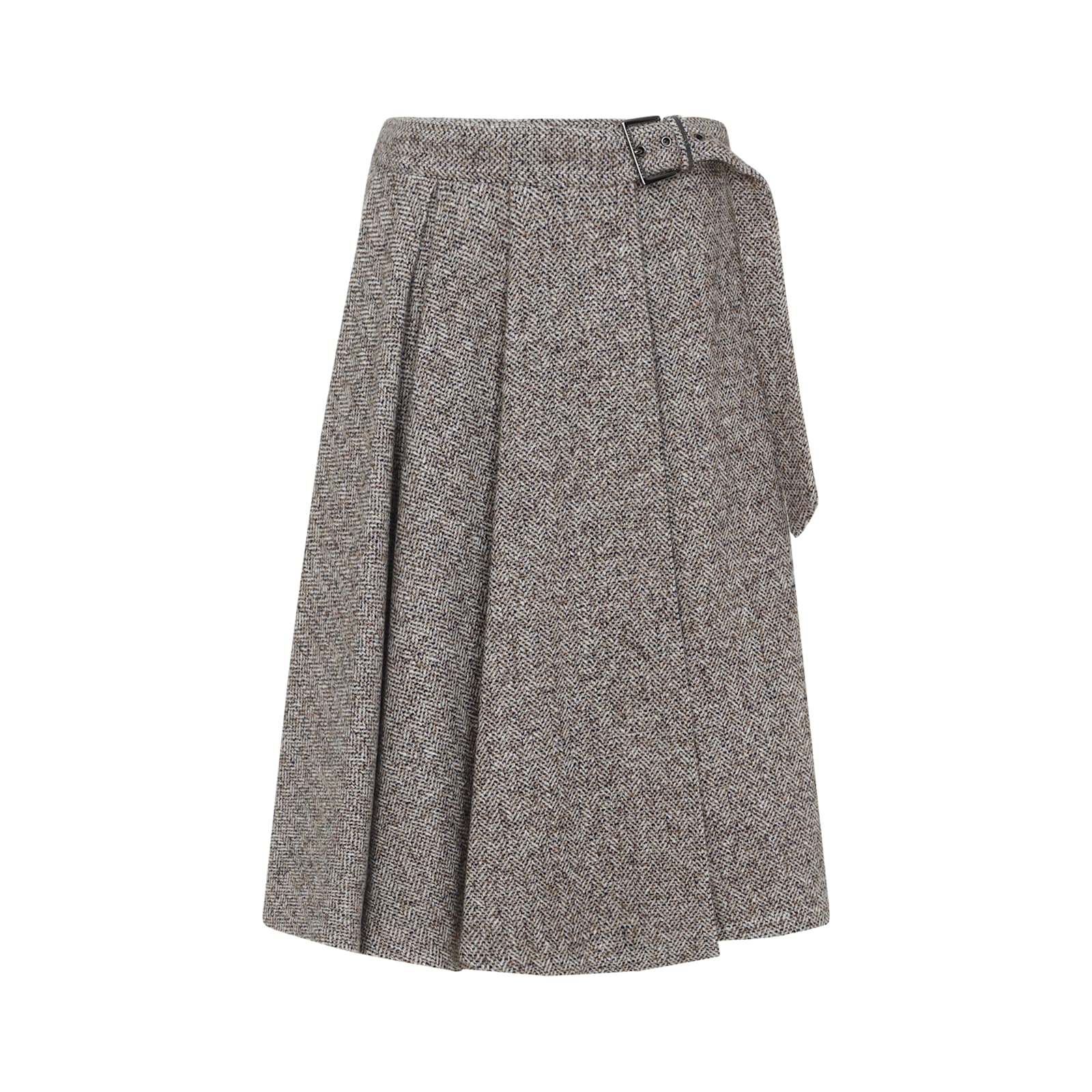 Brunello Cucinelli Women Virgin Wool Midi Skirt In Gray