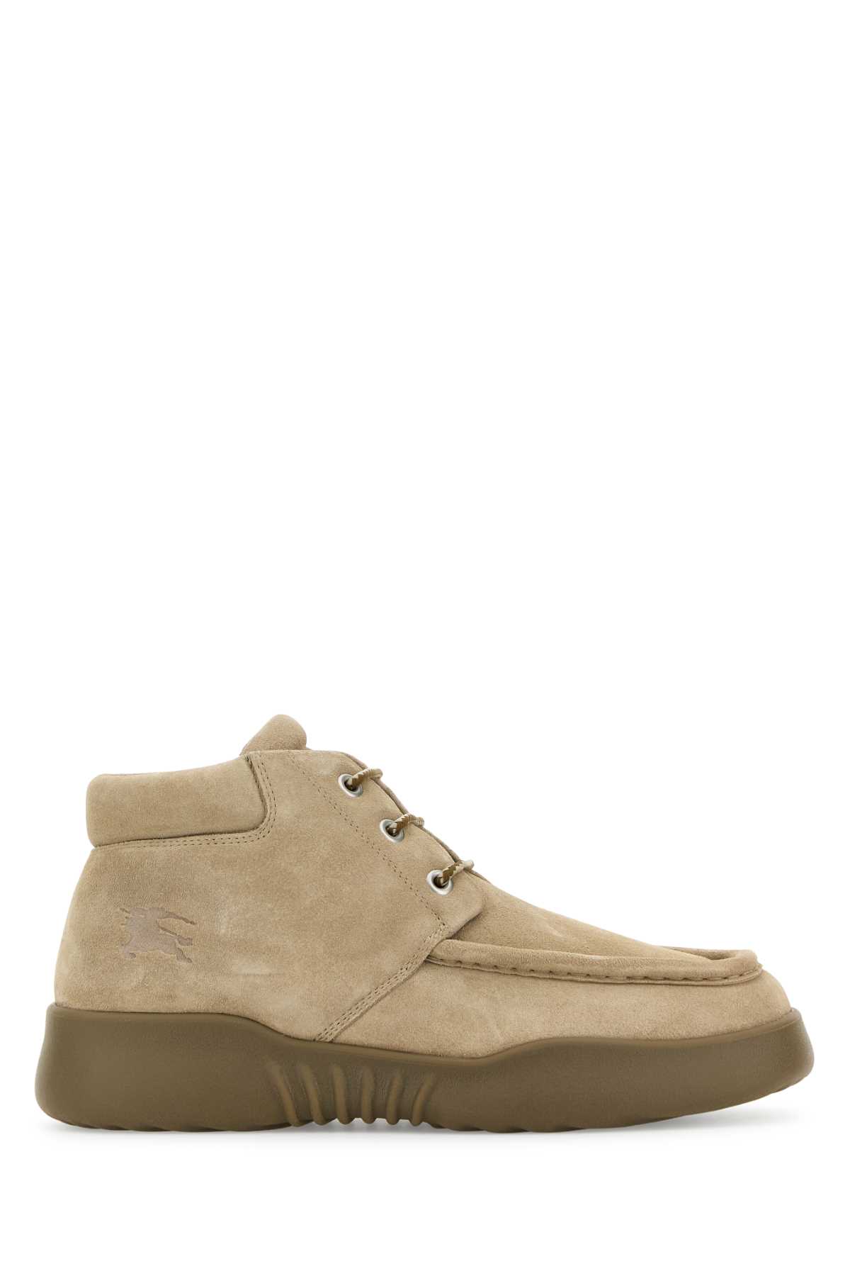 Beige Suede Log Ankle Boots