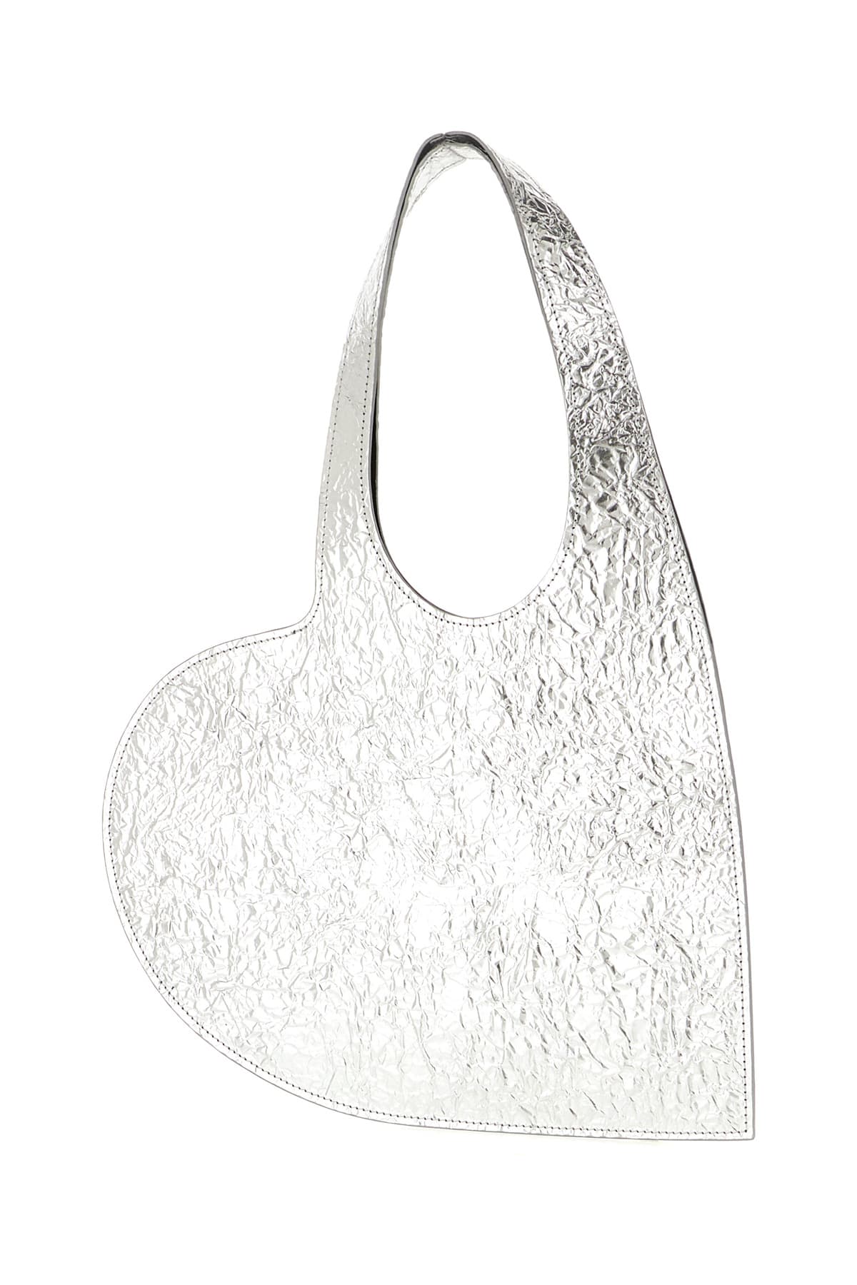 Shop Coperni Silver Leather Heart Shoulder Bag