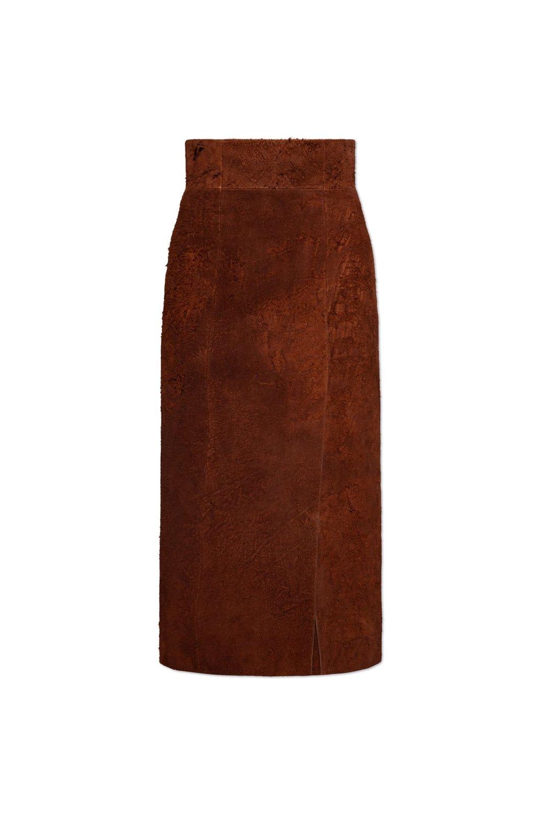 High Waist Front-slit Midi Skirt