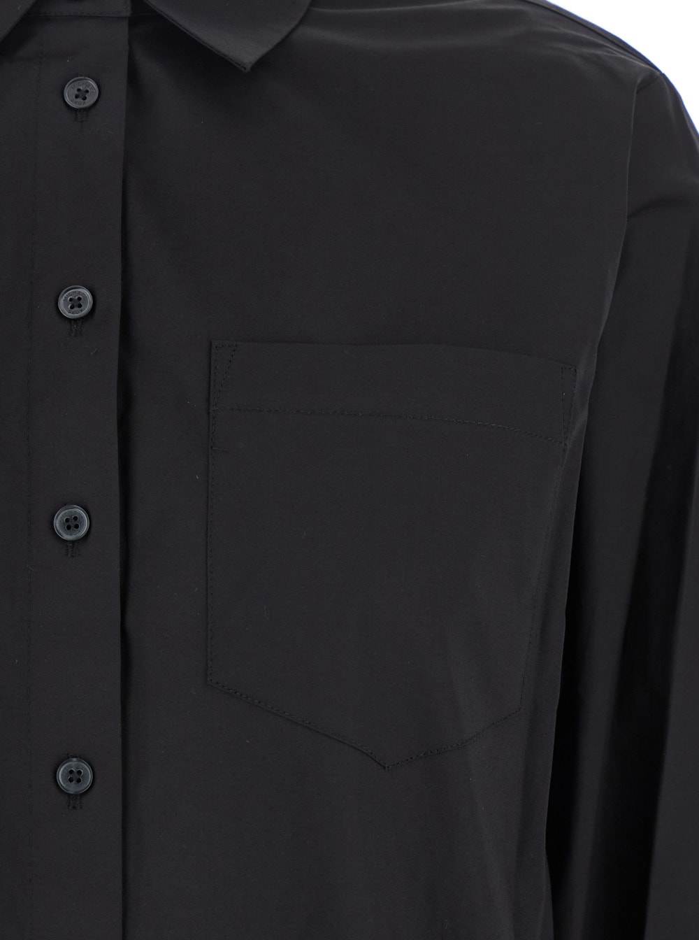 Michael Kors Black Shirt With Button-down Collar And One Front Patch Pocket In Cotton Stretch Woman In Black