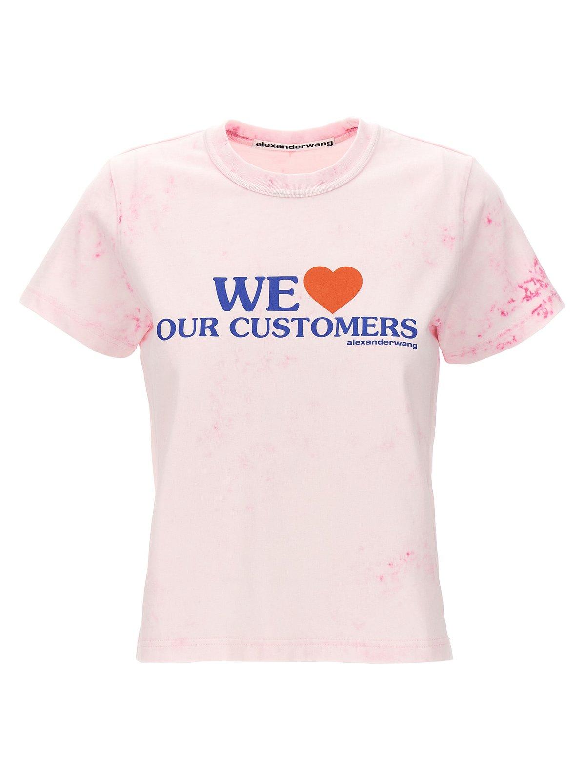 Shop Alexander Wang Love Our Customers Shrunken T-shirt In Pink