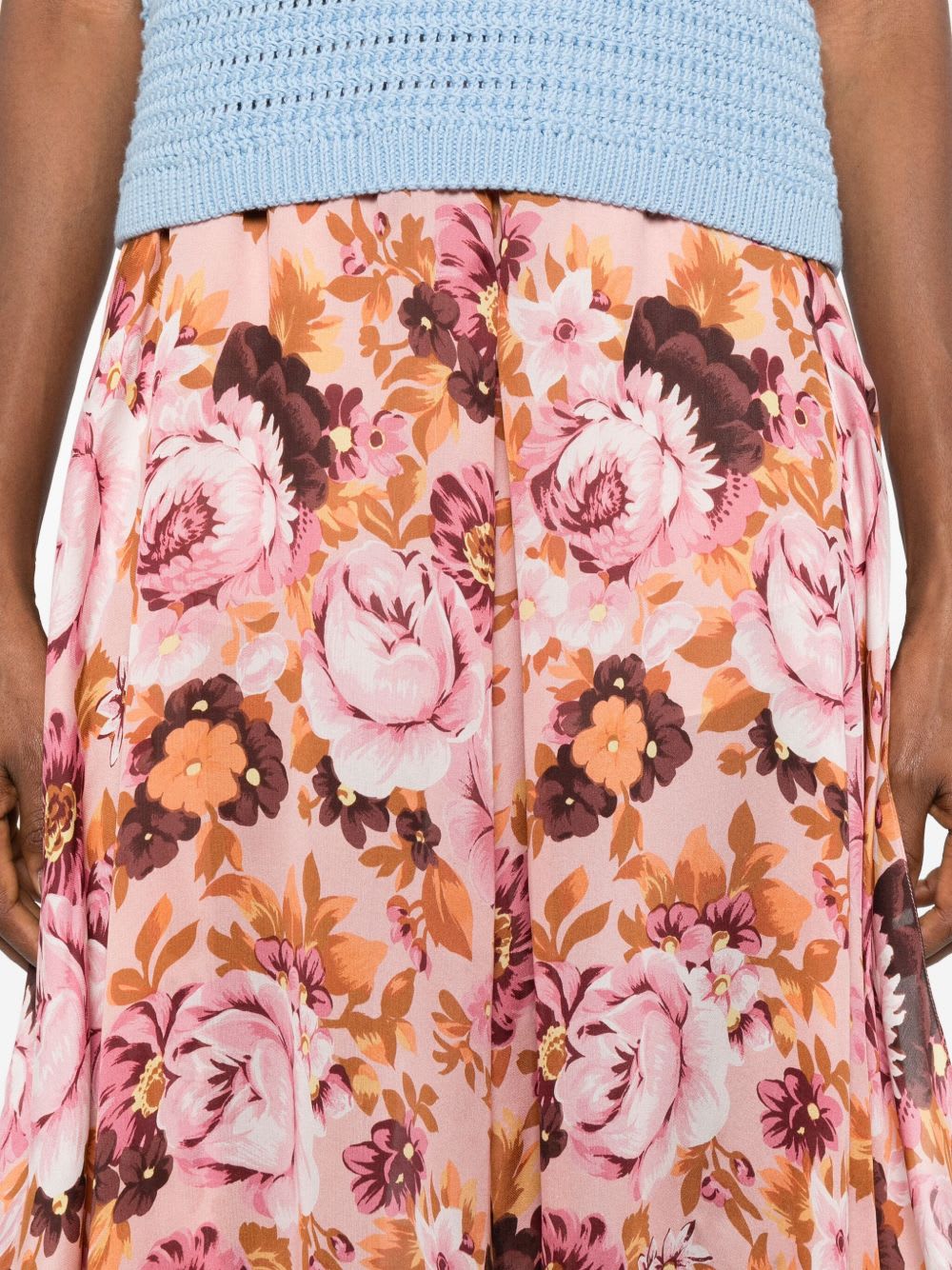 Chloé Asymmetric Floral Print Flowing Skirt In Pink