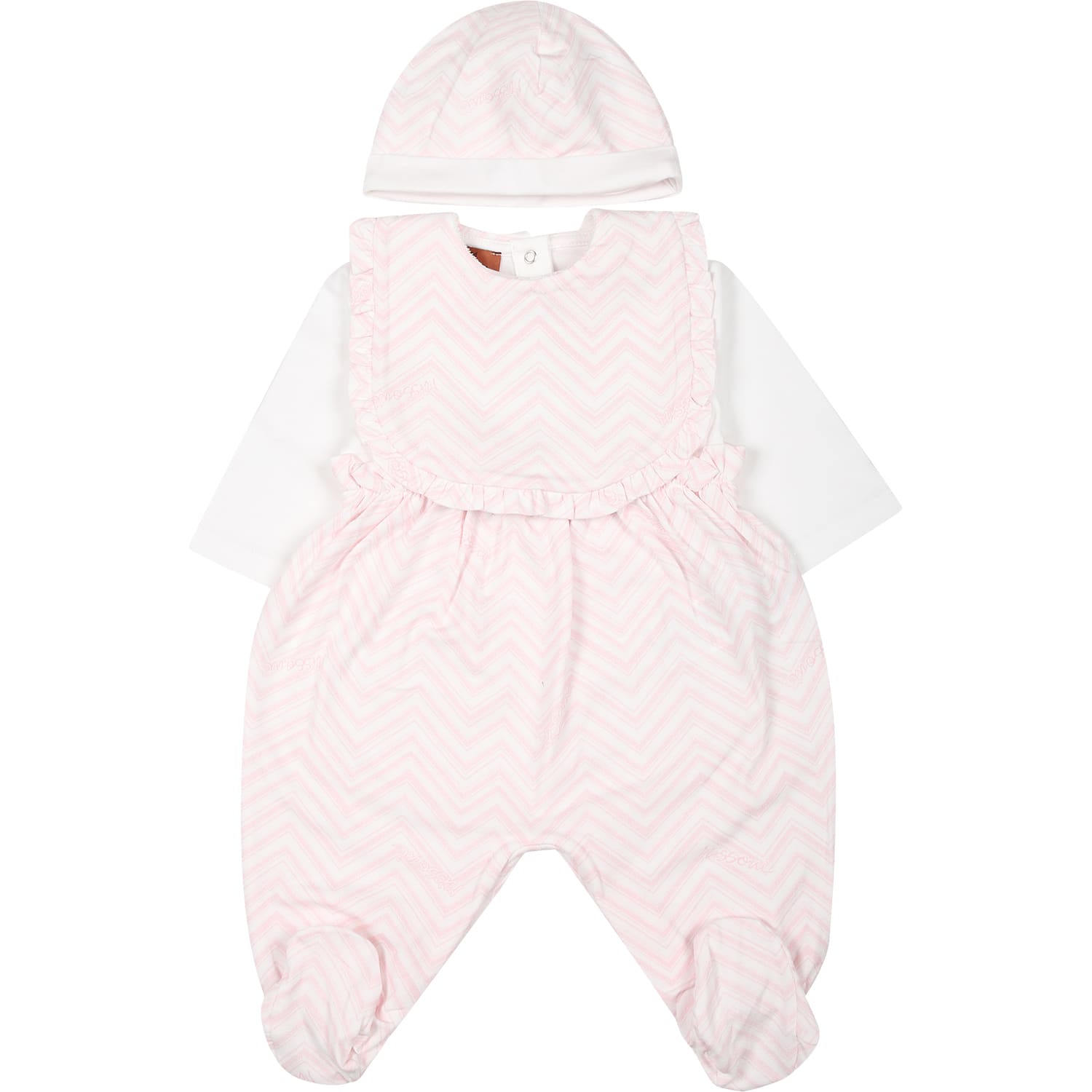 Shop Missoni White Set For Baby Girl With Chevron Pattern