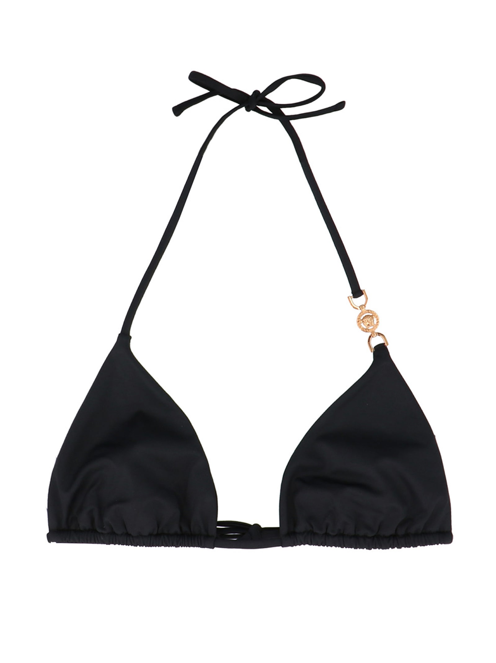 Shop Versace Greca Bikini Top In Black