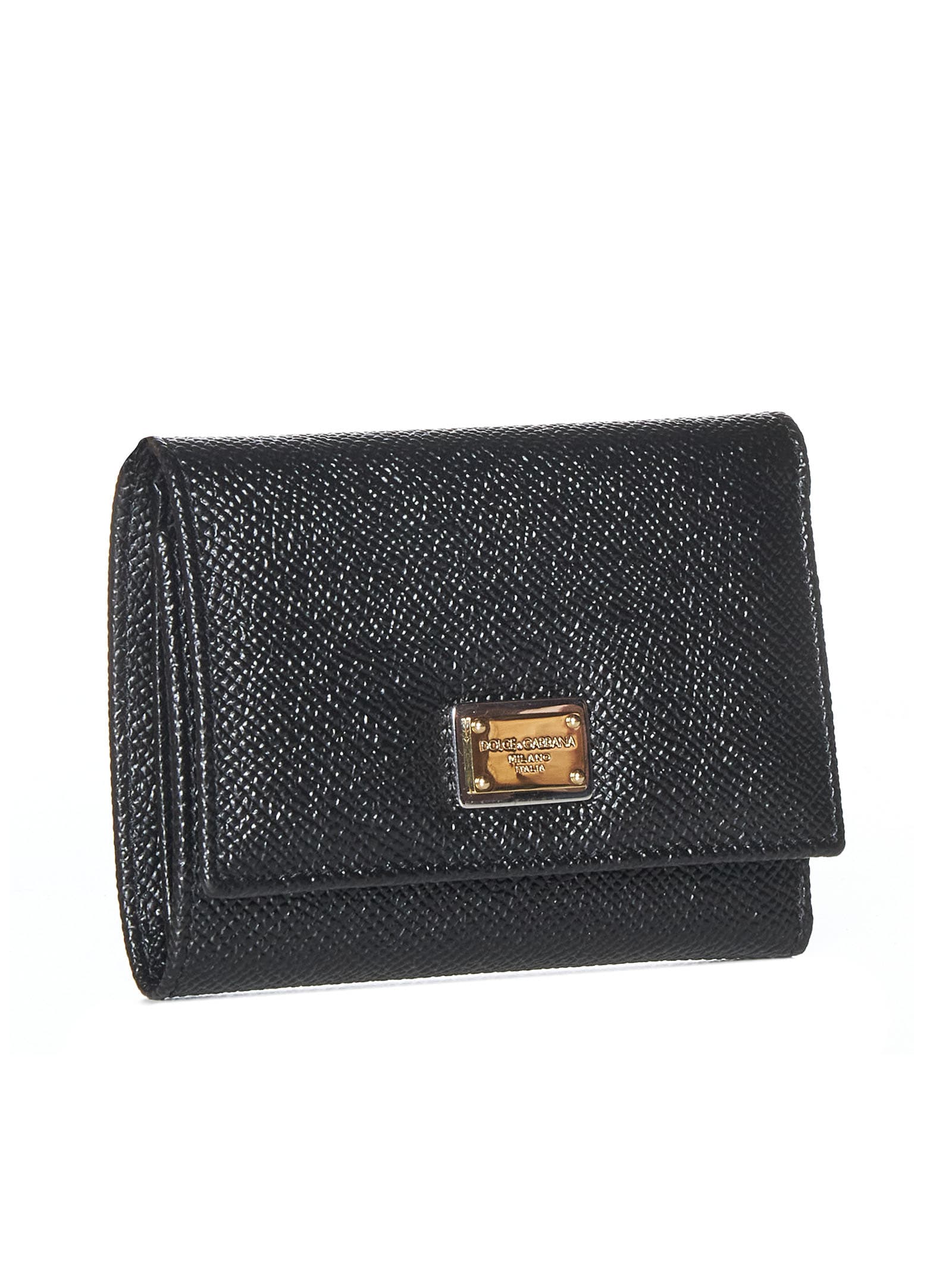 Dolce & Gabbana Compact Trifold Wallet In Black