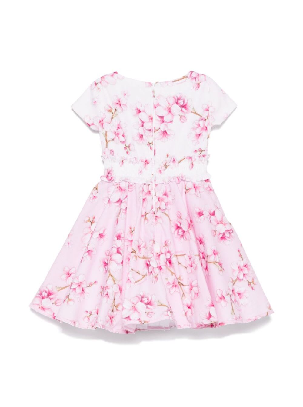 Monnalisa Printed Cotton Dress In Pink