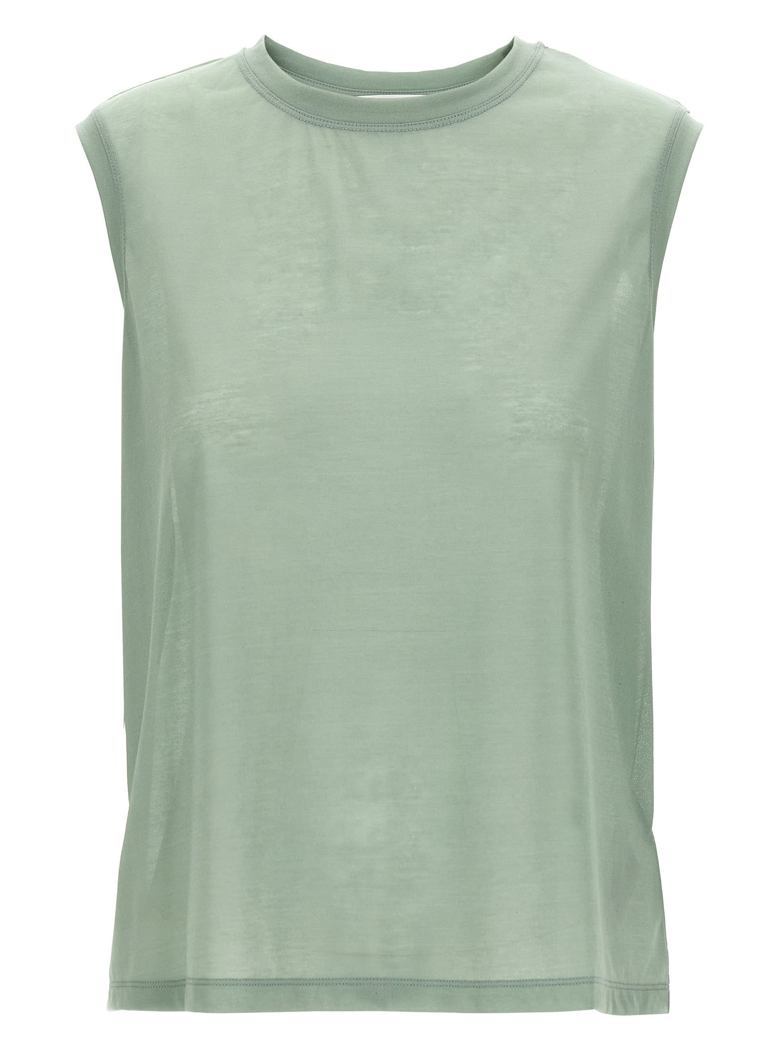 Victoria Beckham Embroidered Logo Sleeveless Crew Neck Top In Green
