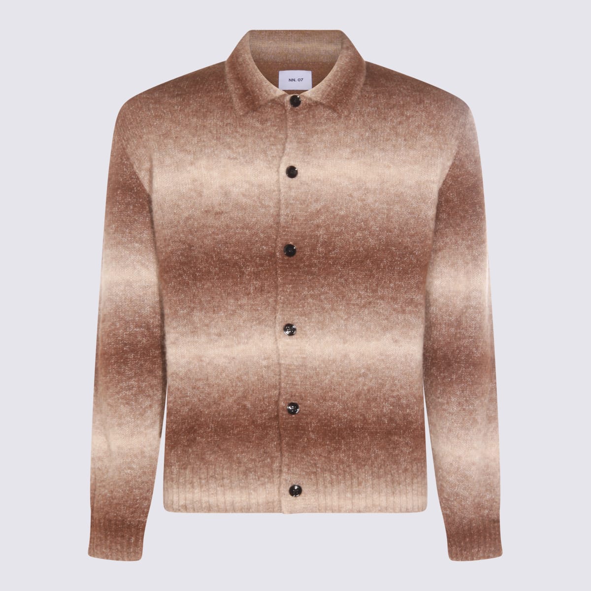 Nn07 Collared Gradient Knitwear With Ribbed Cuffs And Hem In Brown