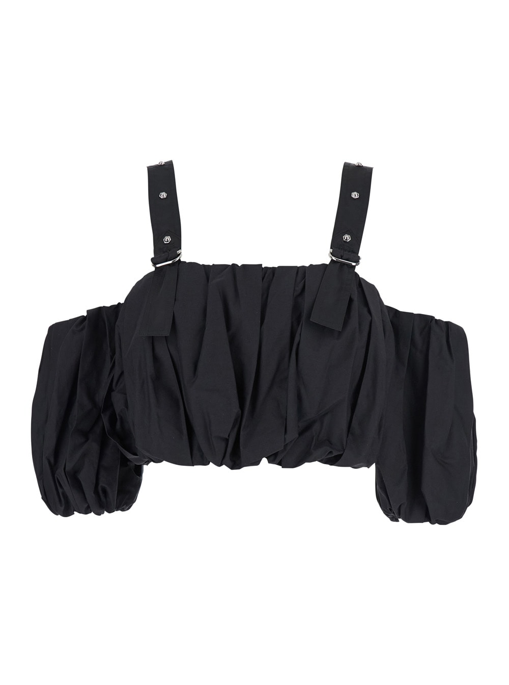 Pinko 'raul' Black Top With Adjustable Straps And Removable Sleeves