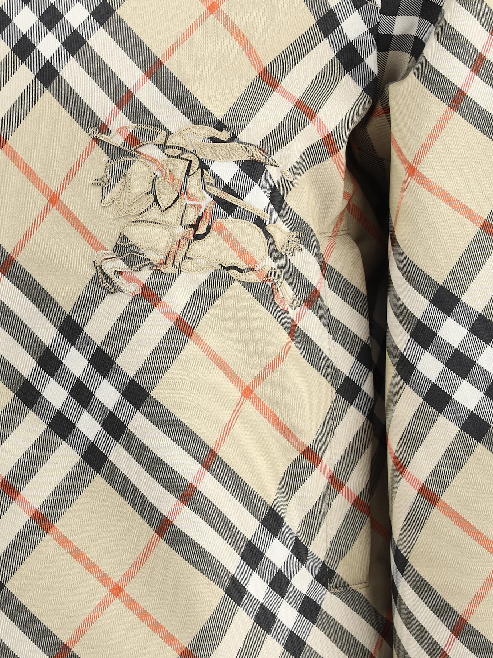 Burberry Woman Printed Nylon Reversible Down Jacket In Sand Ip Check