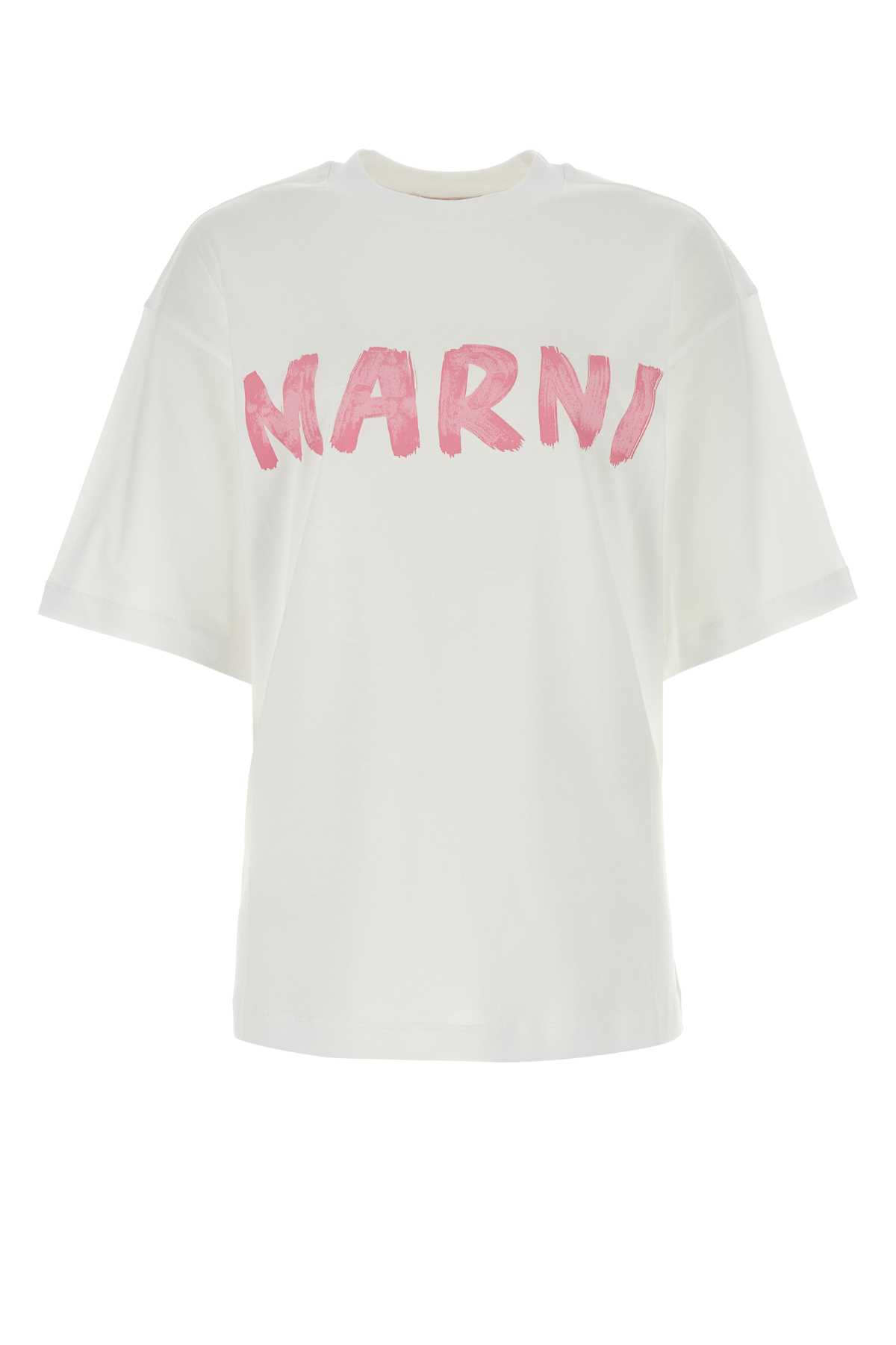 Shop Marni White Cotton Oversize T-shirt In L5w01