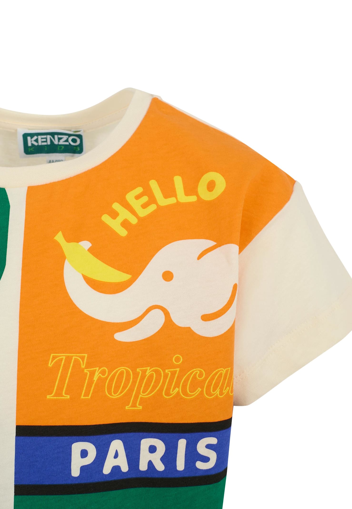 Kenzo Beige T-shirt For Boy Wtih Fruit In Multi