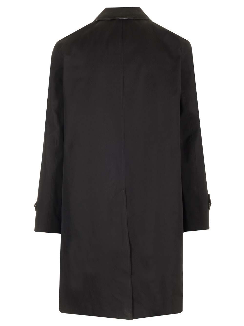 Shop Burberry Long Sleeved Gabardine Coat In Black