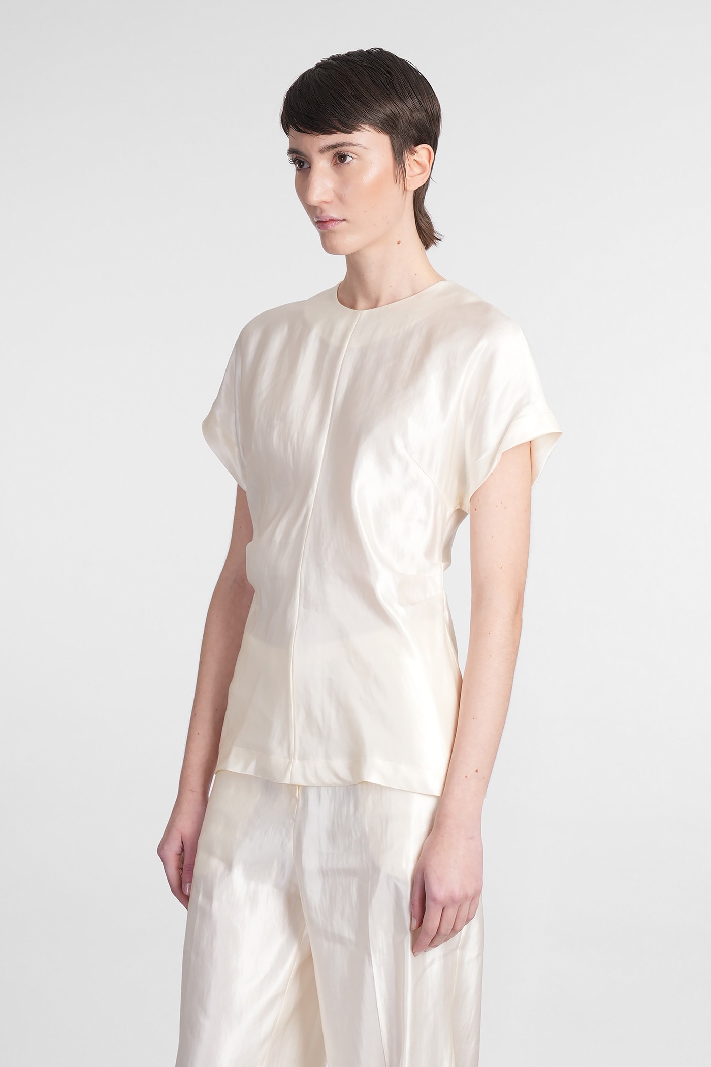 Shop Loulou Studio Pero Blouse In Beige Linen