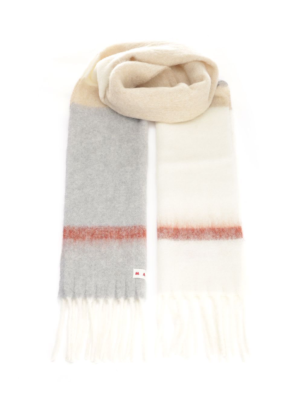 Marni Striped Alpaca Scarf In Gray