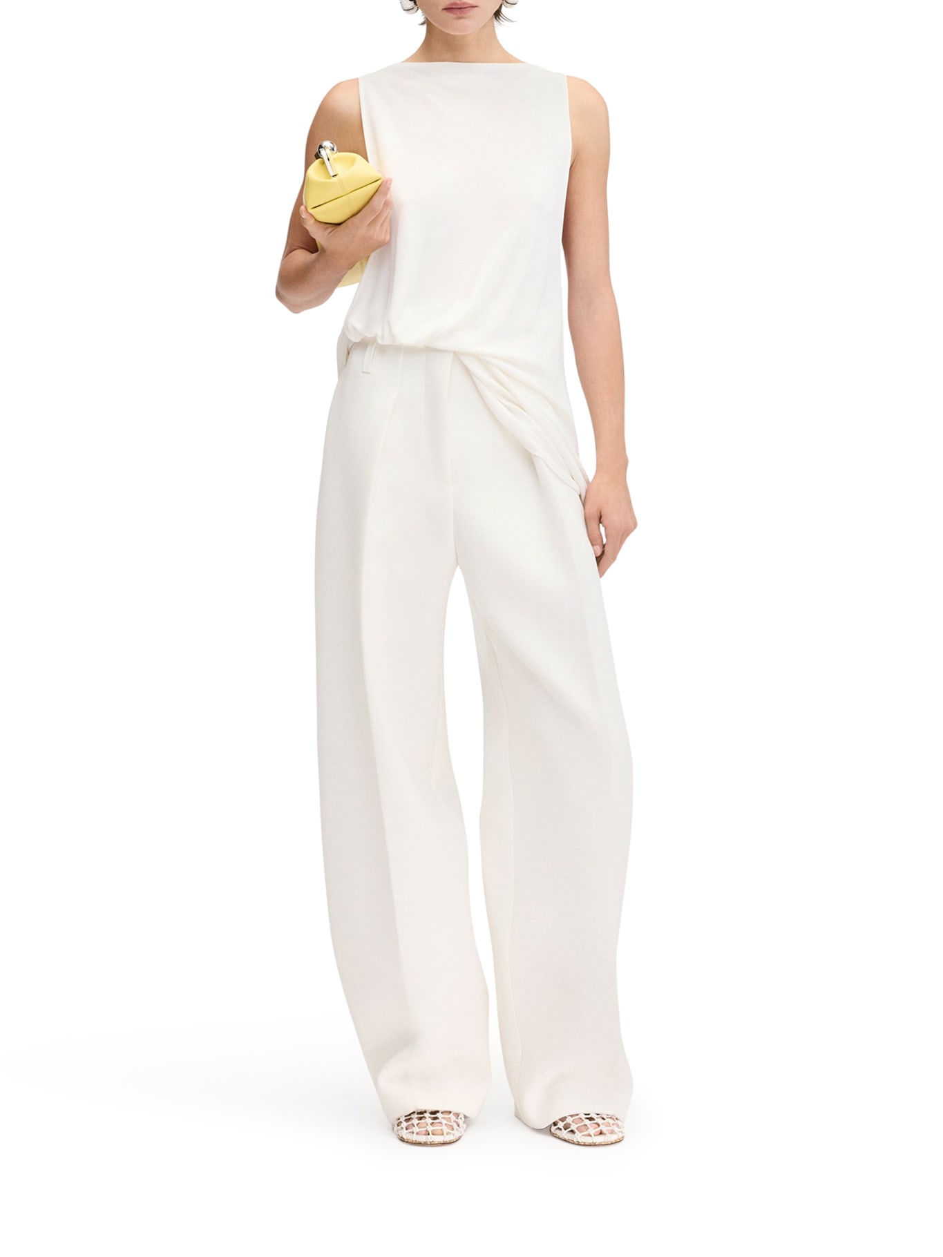 Jacquemus Le Haut Peplo White Top With Square Neck And Cut-out On The Side In Viscose Blend Woman In White