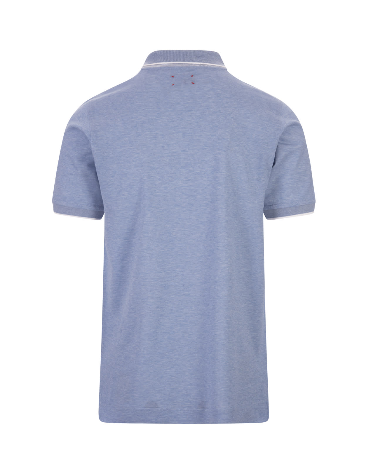 Shop Kiton Light Blue Polo Shirt With Contrasting Details