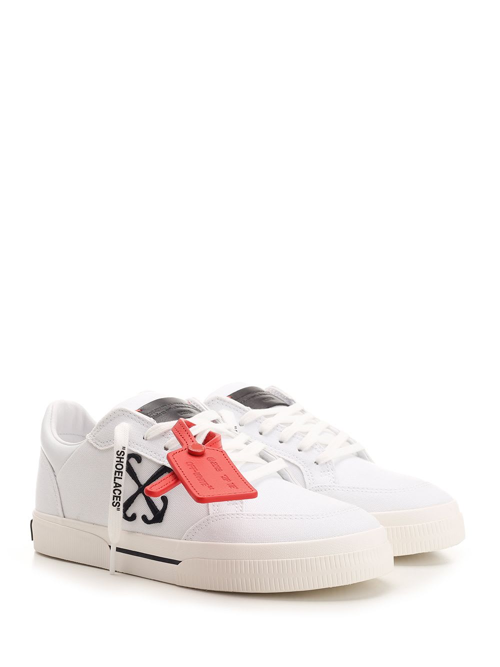 Shop Off-white Low Vulcanized Fabric Sneakers In Bianco/nero