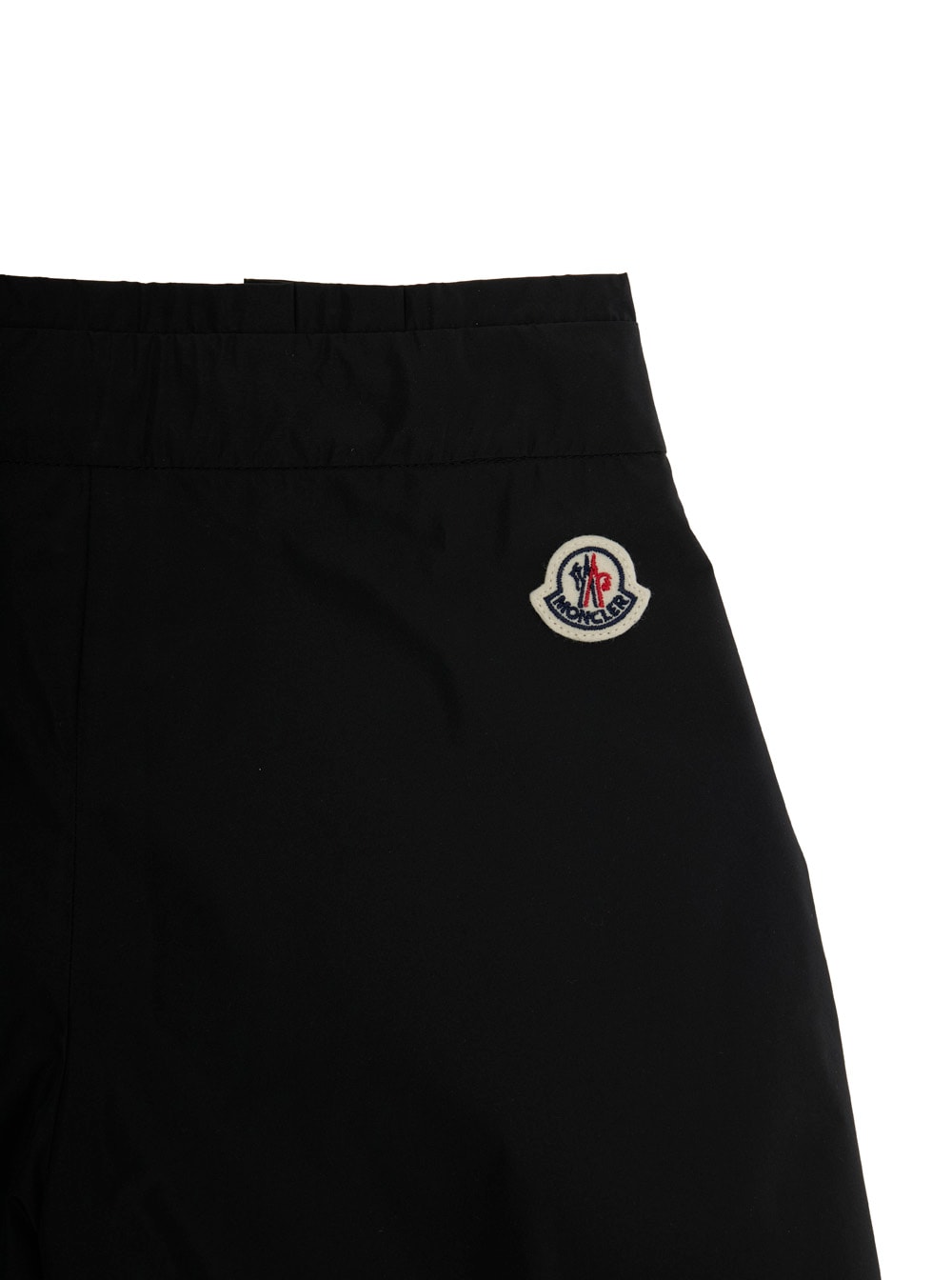Moncler Black Shorts With Logo Patch On The Back In Techl Fabric Girl In Black