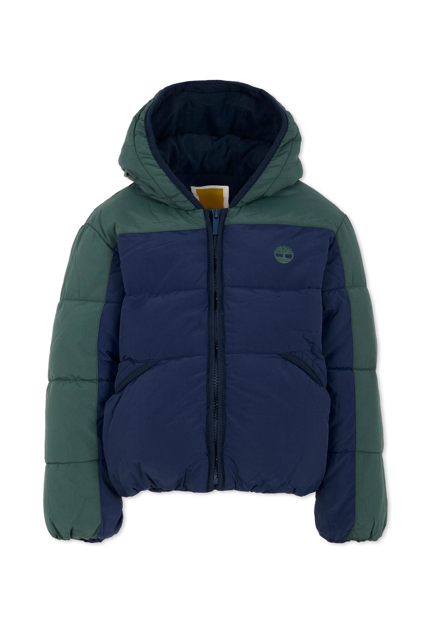 Timberland Blue Down Jacket For Boy With Logo In Blue