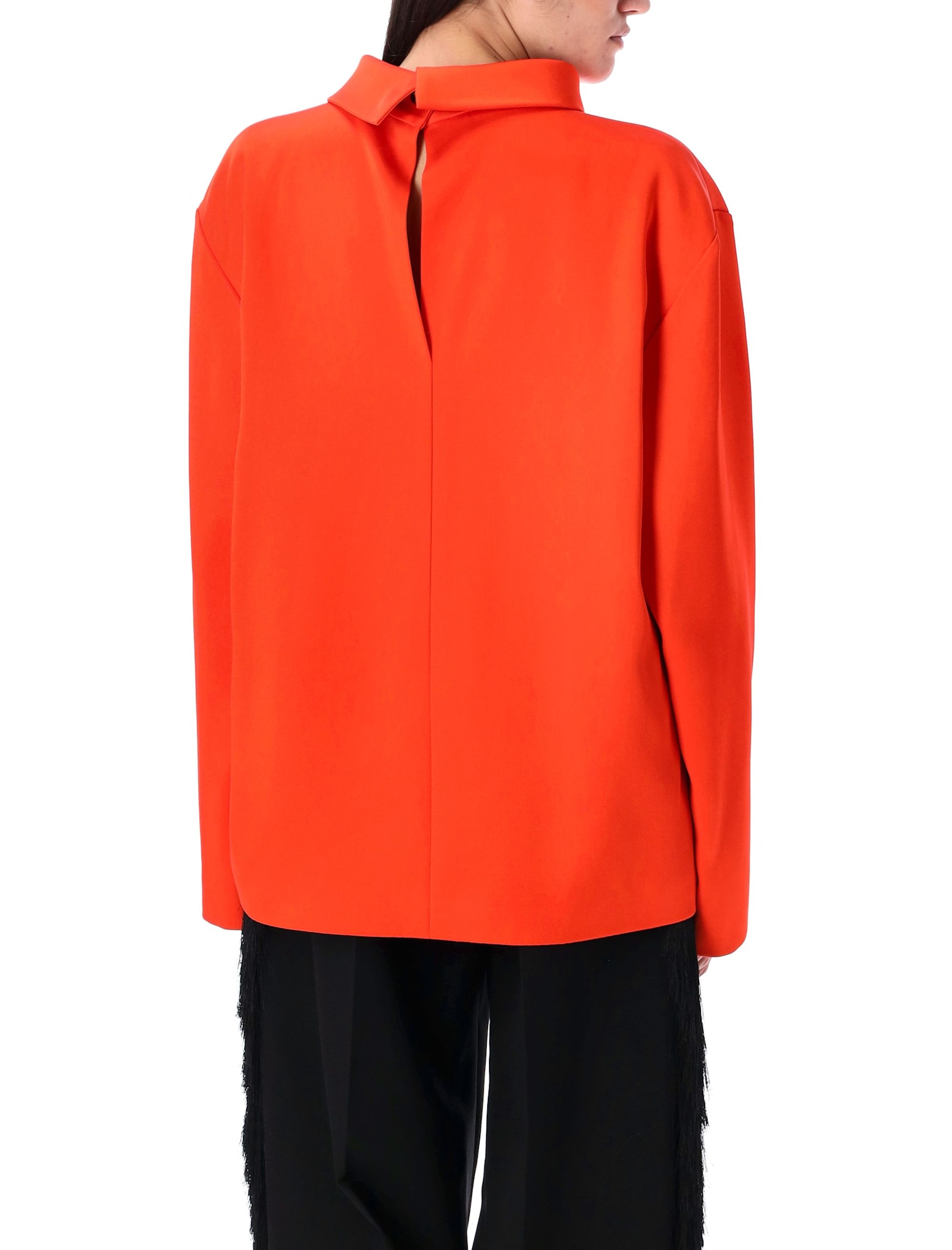 Carven Double Satin Blouse In Jasper Orange