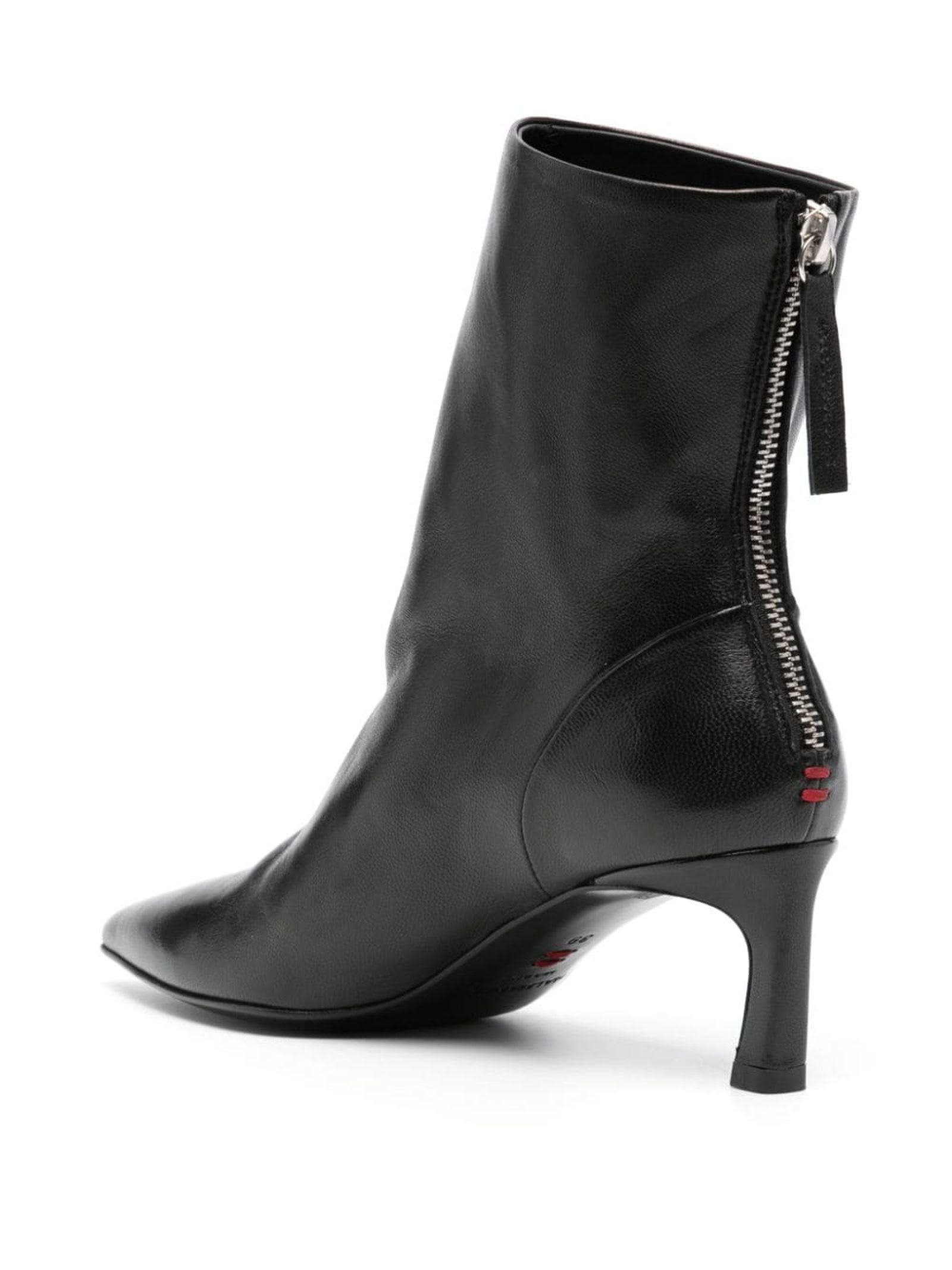 Shop Halmanera Vale26 Black Calf Leather Ankle Boots