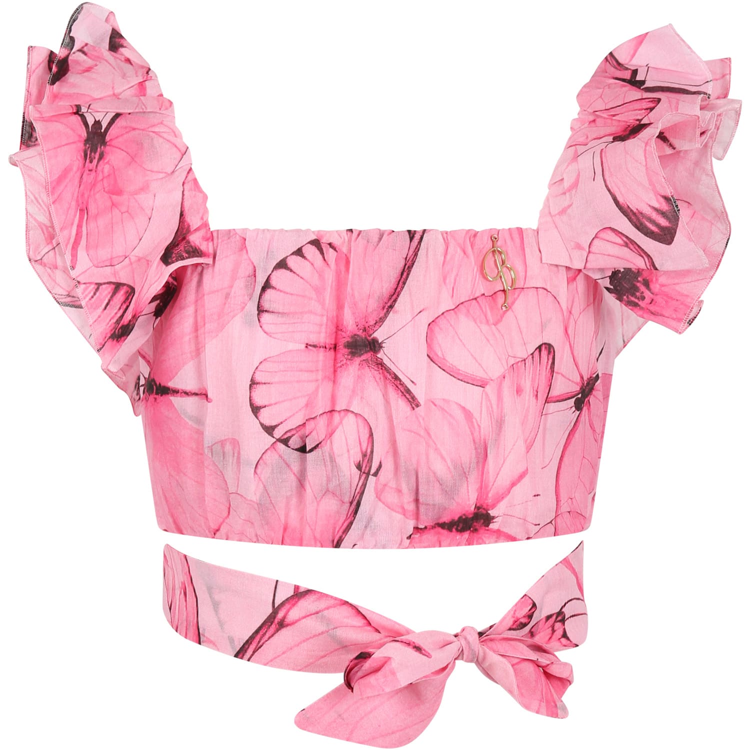 Blumarine Kids' Fuchsia T-shirt For Girl With Logo