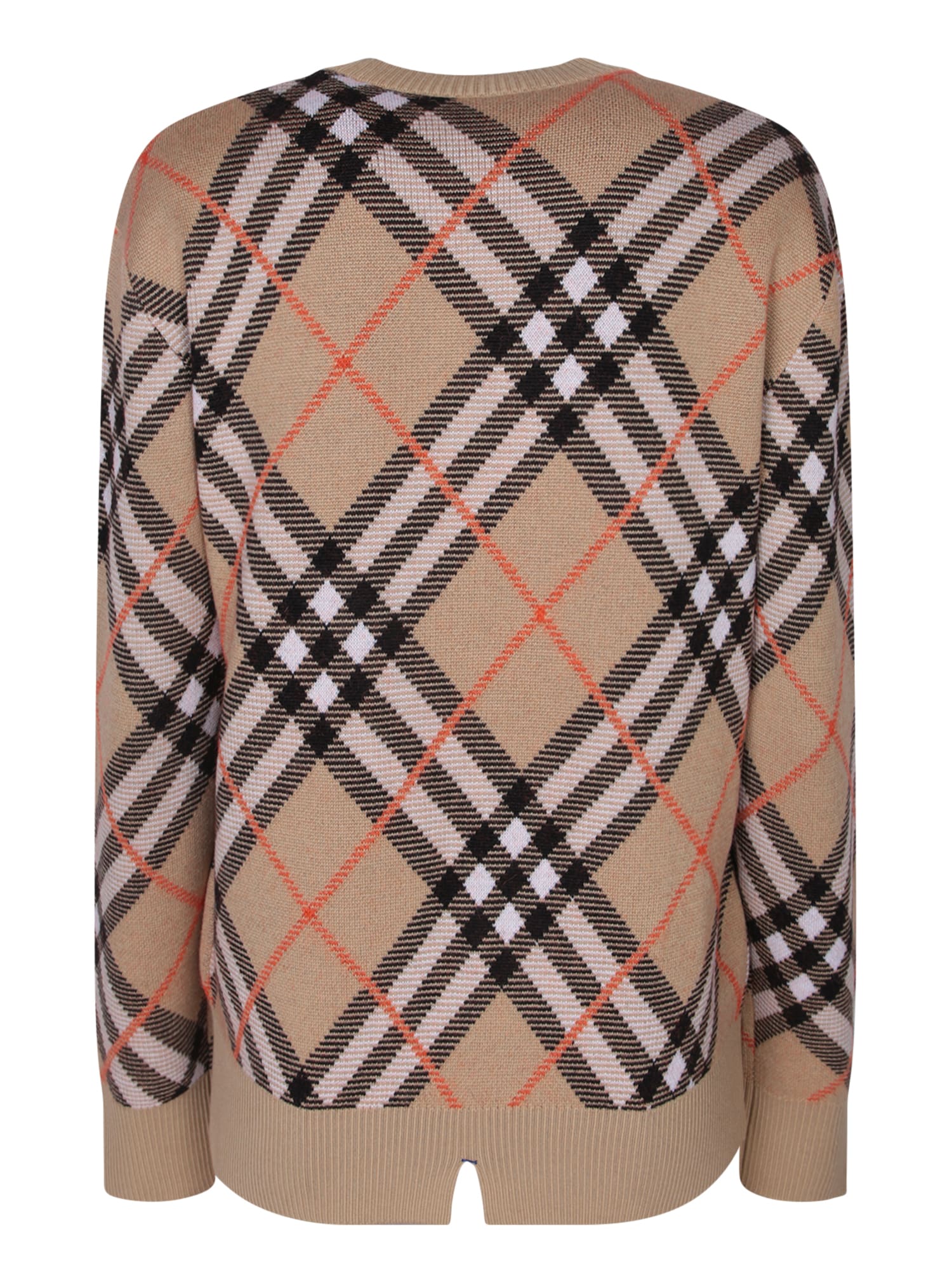 Shop Burberry Beige Check Cashmere Sweater