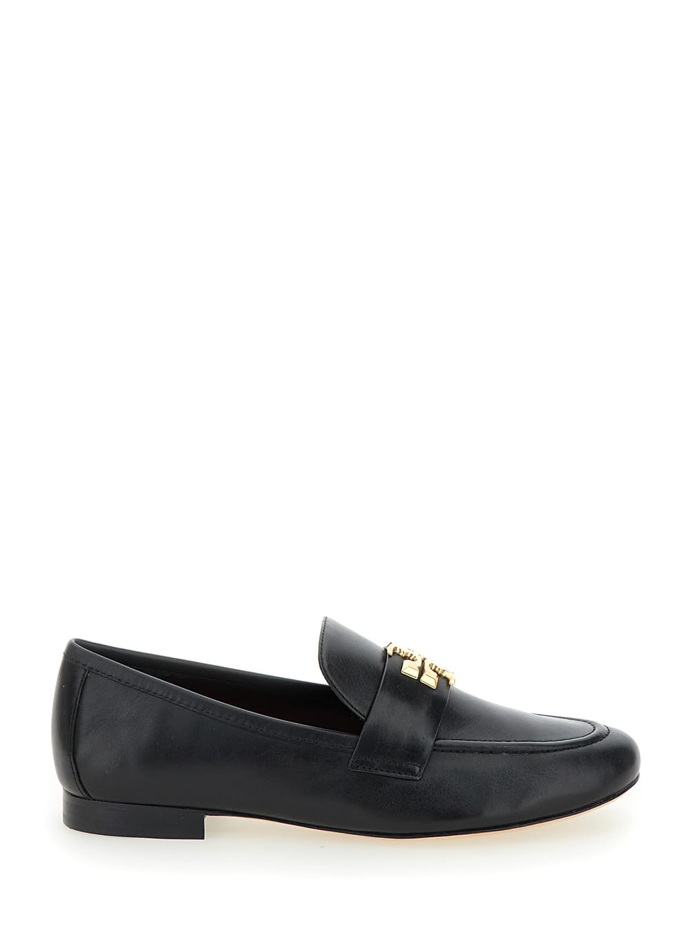 Shop Tory Burch Eleonor Black Slip-on Loafers With Double T In Leather Woman