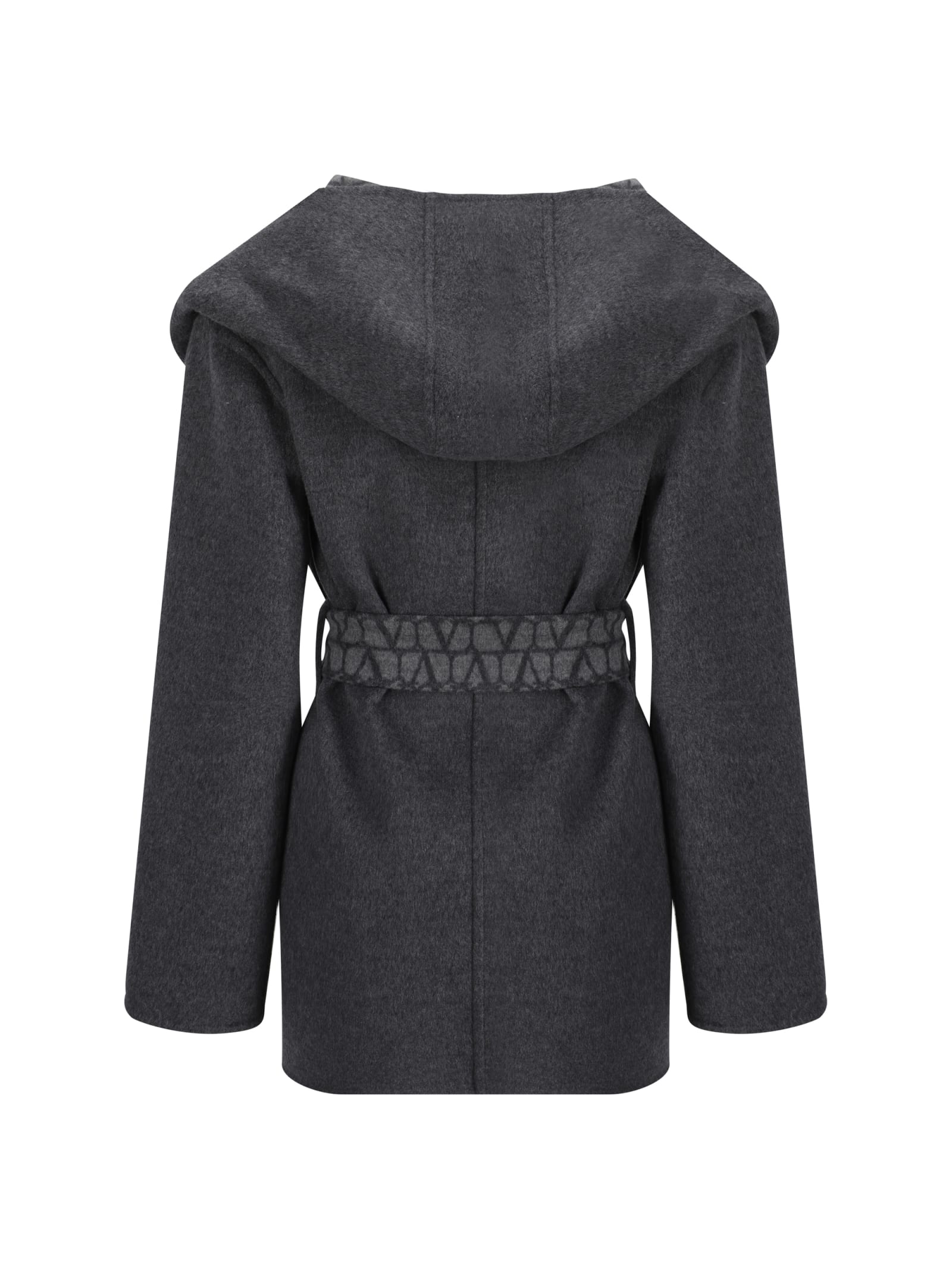 Shop Valentino Toile Iconographe Coat In Grigio Melange/grigio Iconographe