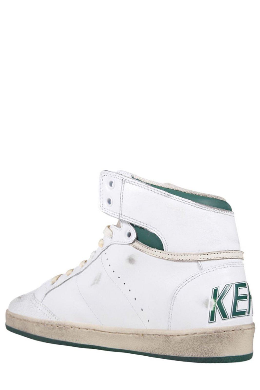 Shop Golden Goose Sky Star Lace-up Sneakers In White/green