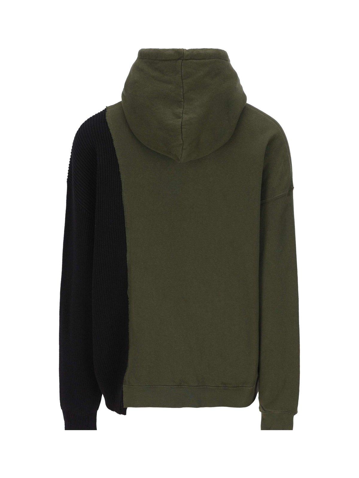 Shop Dsquared2 Panelled Drawstring Hoodie In Kaki