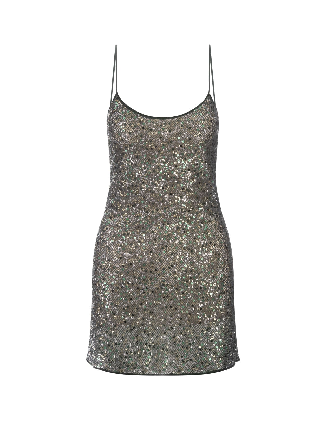 Oseree Green Netquins Mini Dress In Gray