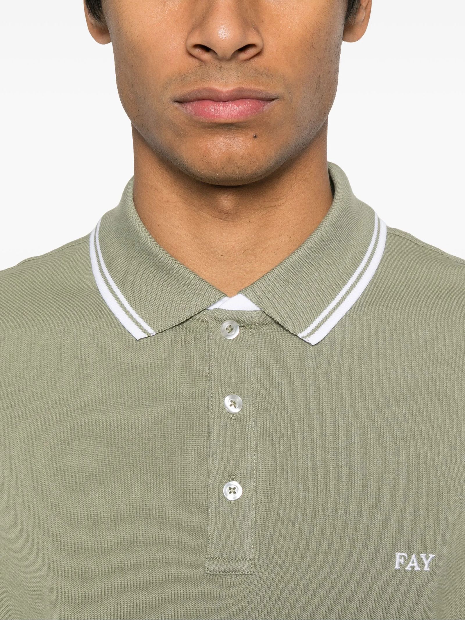 Fay Polo Collar With Short Side Slits In Green