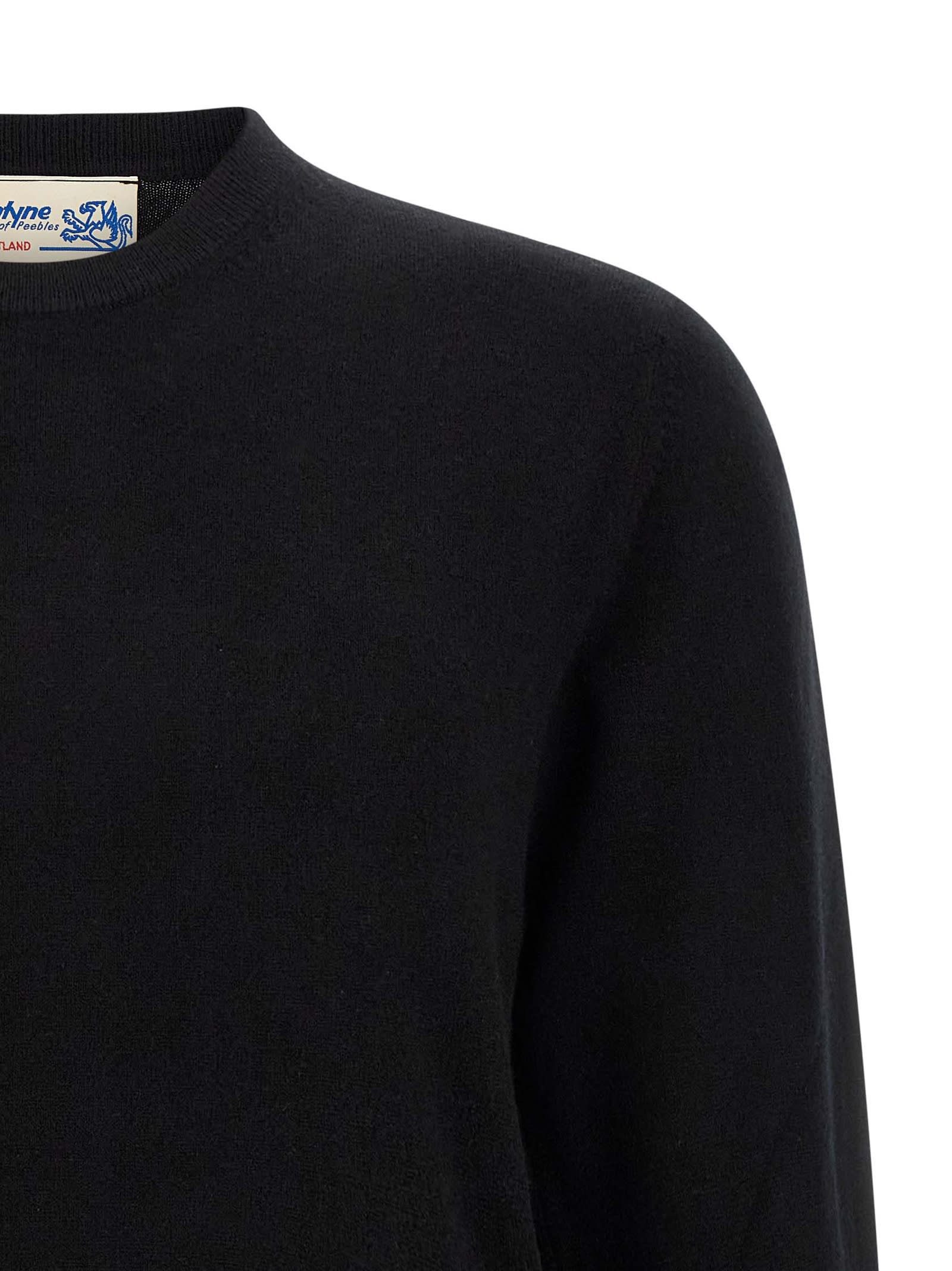 Ballantyne Cashmere Crewneck Sweater With Ribbed Cuffs In Black